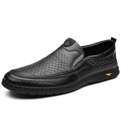 Men's Casual Breathable Loafer Genuine Leather Moccasin Hollow Out Driving Shoes