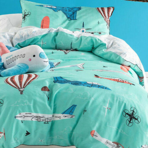 Hiccups Kids Fly with Me Children's QUEEN Bed Quilt Cover Set. Planes & Drones - 第 1/12 張圖片