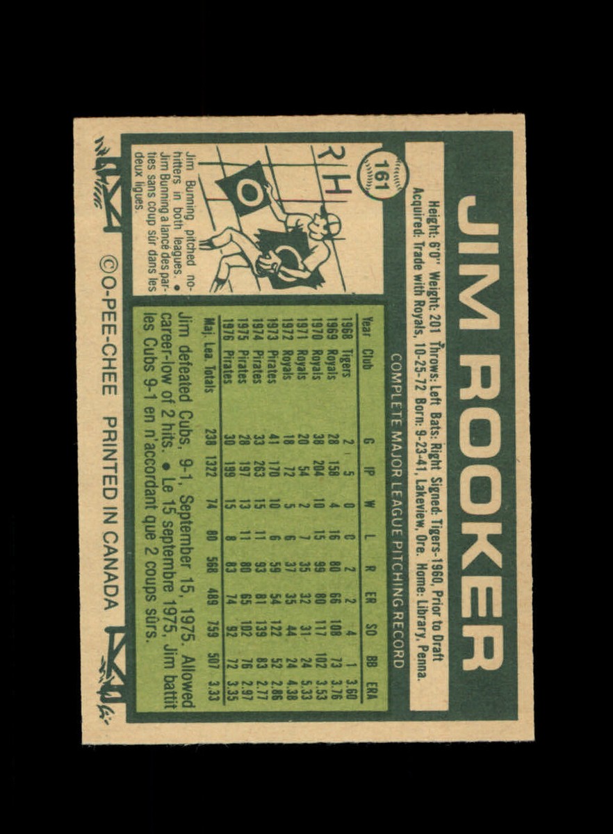 1977 JIM ROOKER O-PEE-CHEE #161 PIRATES *R0482 | eBay
