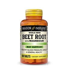 Mason Natural Beet Root w/ Magnesium. Healthy Heart and Blood Pressure 100 Tabs