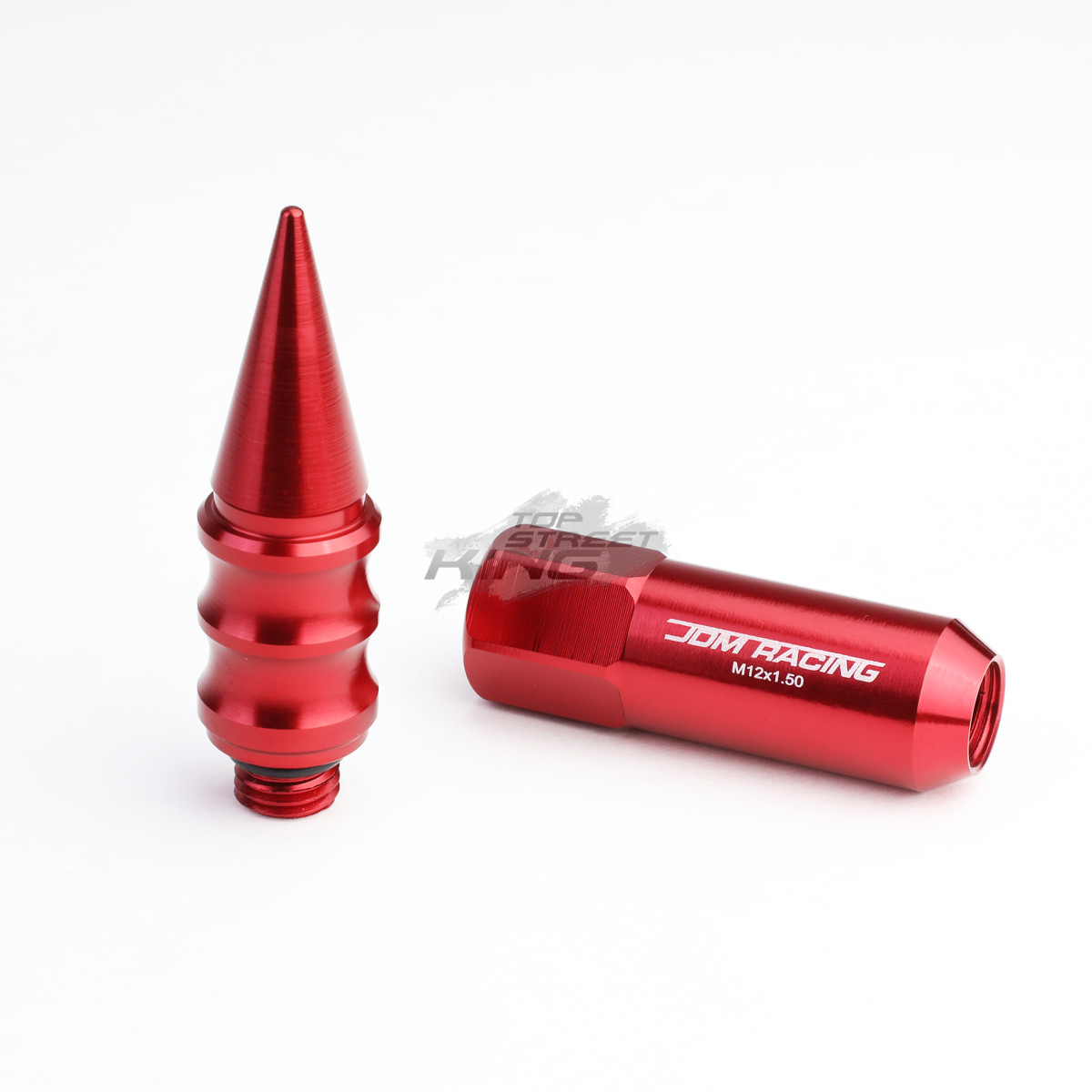 JDM ALUMINUM RED M12X1.5 20MM OD 60MM LUG NUTS W/63MM CAP 20PCS/SET
