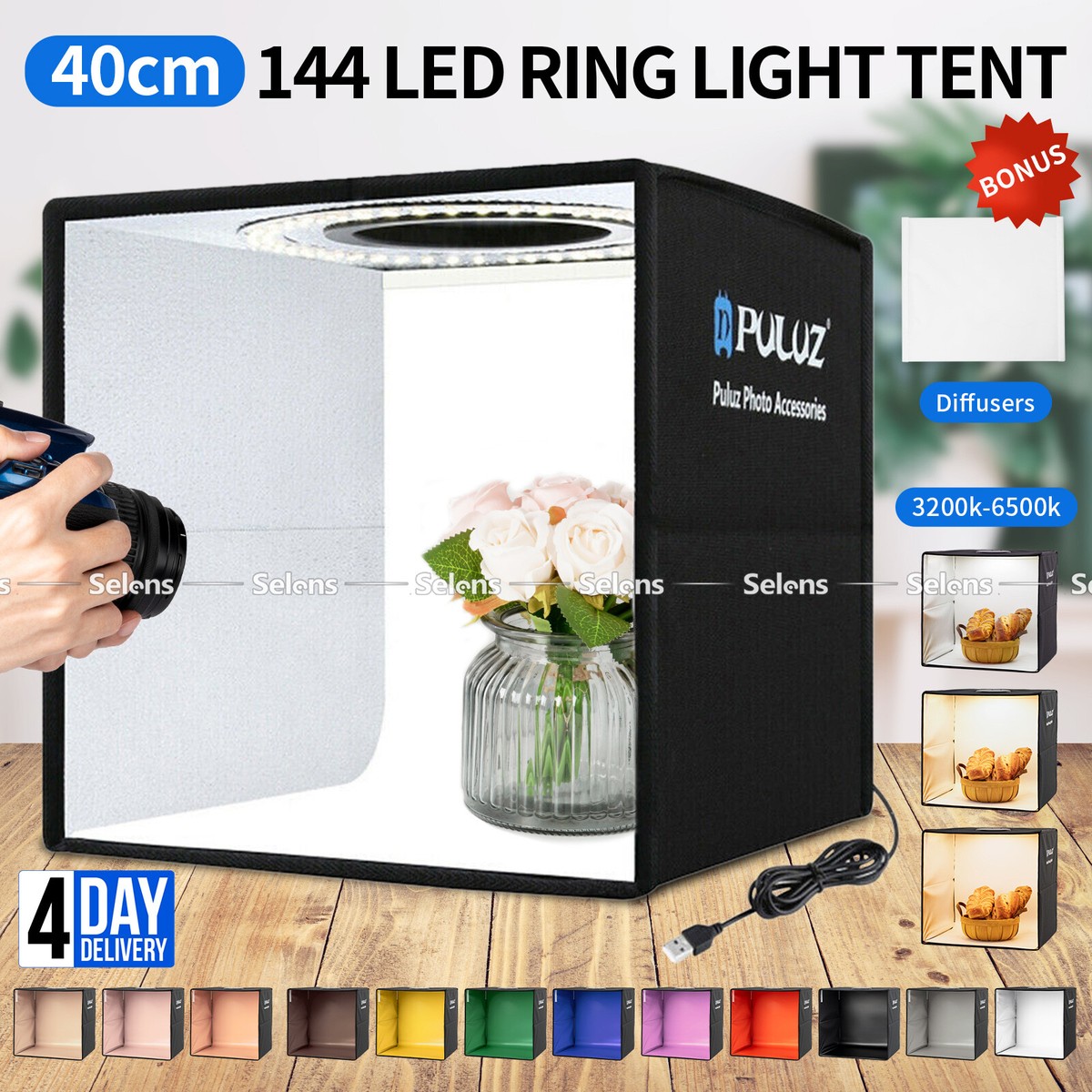 25/40/60cm Photography Large LED Light Box Tent Backdrop Foldable