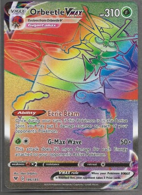 ポケモンカードゲーム rainbow Pokemon ORBEETLE VMAX RAINBOW SECRET RARE Vivid Voltage Full Art