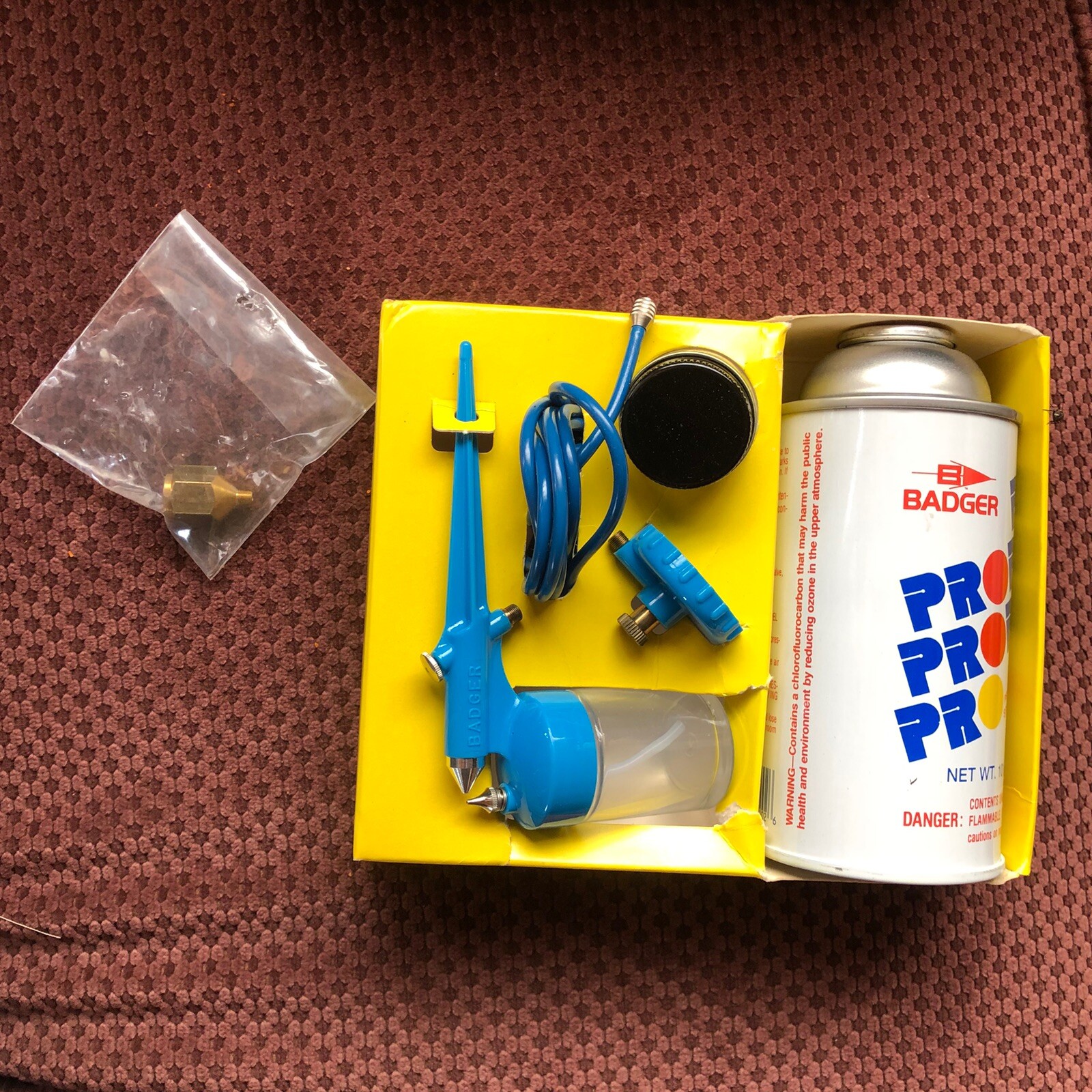 Badger # 250 Airbrush Set in Box Air Brush Mini Spray Gun With 1/4” Adapter