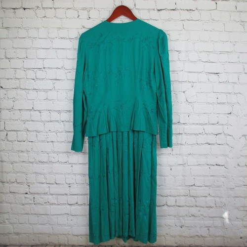 Kathie Lee for Plaza South Green Dress Size 8 Floor Length Vintage Dress - Picture 5 of 6