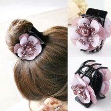 Plastic Toothed Crab Hair Claws - Retro Flower Women Headwear Accessory Hairclip