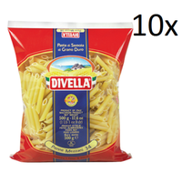 10X Pasta Divella 100% Italienisch N° 34 Penne Mezzani 500G