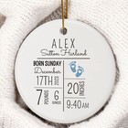 Custom Newborn Baby Stats Ornament Personalized Birth Announcement Keepsake