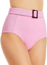 Charlie Holiday Zola Ribbed Belted Bikini Bottoms Color Pink Size S