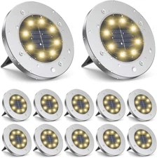 Solar Ground Lights,12 Pack Waterproof Solar Garden Lights, Upgraded Outdoor Gar