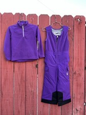 Spyder Set Bitsy Sparkle Pants Fleece Shirt Girls 5 Ski Bib Snow Purple Majesty