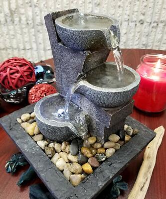 Zen Water Fountain Electric Tabletop Shelf Meditation Calming Waterfall Rocks 