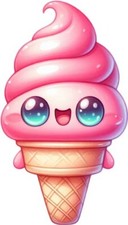 Kawaii Cartoon Icecream Wall Art Bedroom Nursery Van Vinyl Sticker Decal 6 Sizes