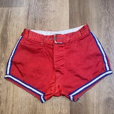 Vtg 50s 60s Basketball Shorts Lowe  Campbell Athletic Belted Rayon Jersey Mens