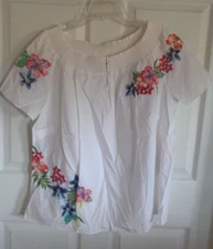 NWT - Talbots Woman - White Floral - Lightweight - Cotton Top - Size X
