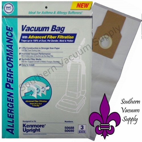 Kenmore CLOTH Vacuum Cleaner Bags Type U & O 50688, 50690, 5068 Pack