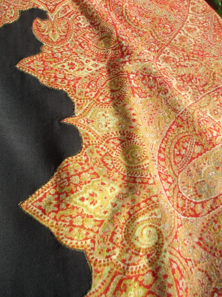 paire de rideaux faits dans châle Cachemire anciens XIX - Photo 3/4