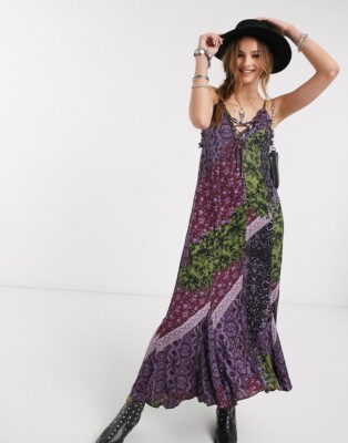 chinese dress ladies Modern Painting Maxi Dress