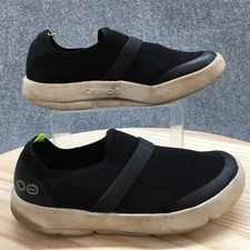 Oofos Shoes Womens 10 Wide Omg Low Slip On Sneakers Black Mesh Comfort Flats
