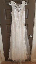 Lulu's Wedding formal quince gown dress White tan floral corset bride