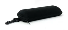 New Black Semi Hard Safety Eyeglasses XL Case Nylon Zipper Snap Hook Belt Loop