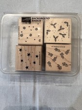 Stampin Up  Background basics  Set of 4 Wood Mounted Rubber Stamp Set PRE-OWNED