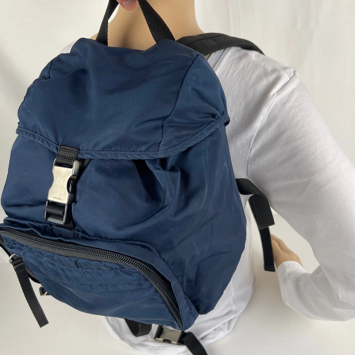 Authentic Prada Navy Blue Medium Re-Nylon Backpack B2811 | eBay
