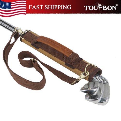 TOURBON Driving Range Golf Bag Canvas Sunday Golf Bag Golf Club Carrier Holder - Picture 21 of 24