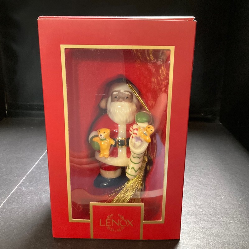New Lenox African American Santa And Stocking Porcelain Ornament #11806