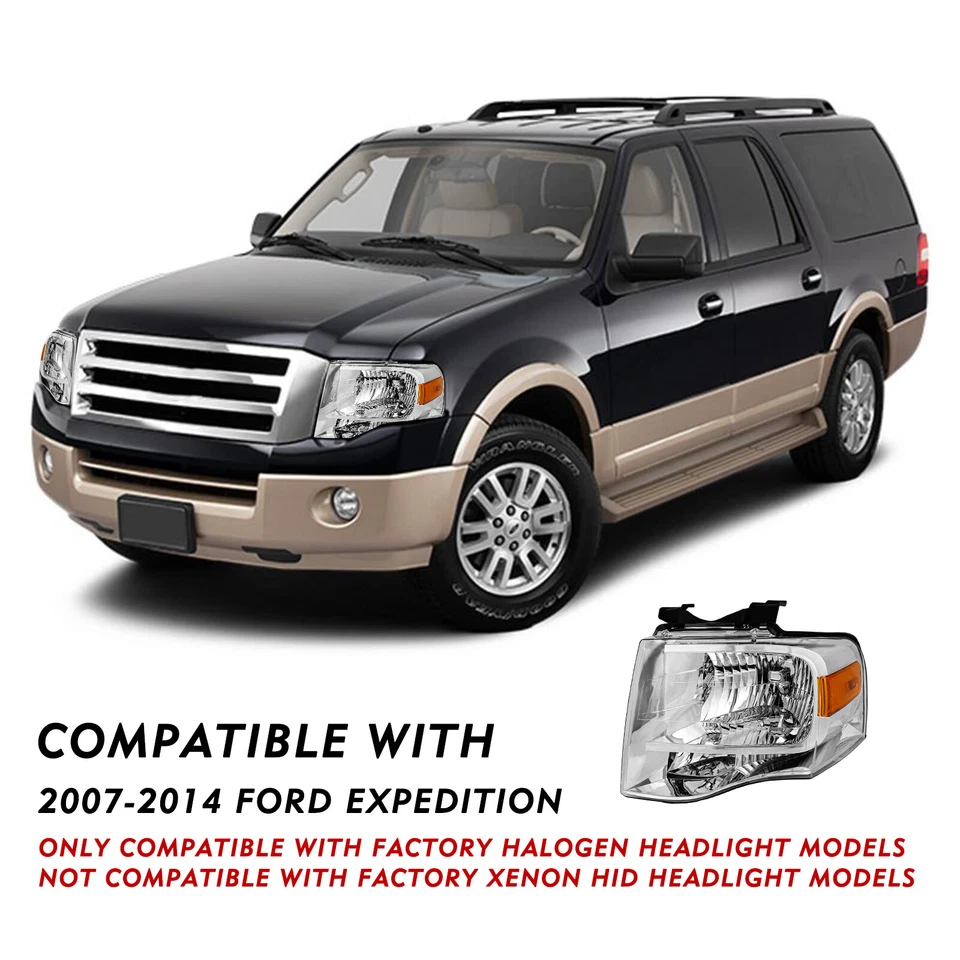 Faros para Ford Expedition 2007-2014 carcasa cromada ámbar conjunto de esquina Foto 4 de 4