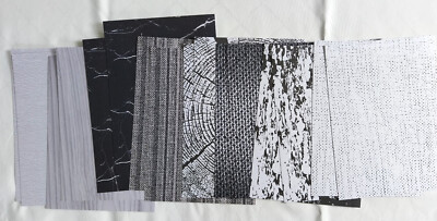 Hobbyauflösung (5B) DSP Designpapier schwarz weiß Struktur 2 x 8 Designs