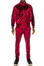 MENS VELVET JACKET JOGGER VELOUR TRACK PANTS SUIT SET 3 Colors S-XL