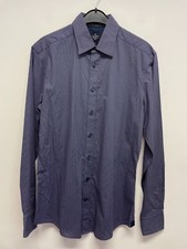 HACKETT MENS PURE COTTON LS SLIM FIT SHIRT IN NAVY MIX SIZE S EXC. COND. S152