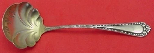 Number 4 by Wallace Sterling Silver Sauce Ladle Gold Washed 5 3/4" Beaded