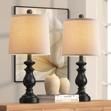 Traditional Table Lamp Set of 2, Rustic Farmhouse Table Lamps for Living Room