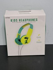 Vibe Kids Headphones Teal yellow  Green Dinosaur volume limiting technology New