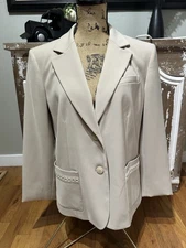 Ladies 14 Travis Ayers Cream Blazer Suit Jacket 