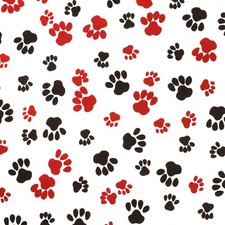 Feline Drive Fabric FLANNEL Red  Black Cat Paws White - Fat Quarter 18x22" FQ