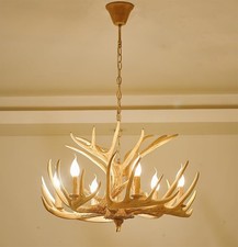Rustic Antler Chandelier Lighting,Retro Deer Antler Chandelier 6 Light,E12 Ba...
