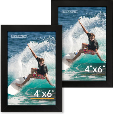 4''x6'' Black Picture Frames Set MDF Wall or Tabletop Display Frames Set of 2
