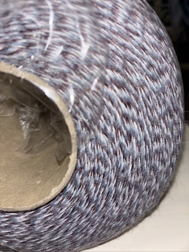 2 Vintage Yarn Spool Cones Acrylic Nylon Country Tweed 2.24 Lb Each Blue White - Image 4 of 4