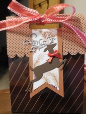 Stampin up CHRISTMAS TREAT GIFT BOXES with Glittery Deer and Pinecones DSP 4 