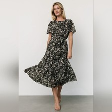 NWT Baltic Born Alexandra Pleated Floral Midi Dress Size Large NO BELT