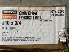 SIMPSON Strong Tie Quik Drive #10 x 3/4" Self Drill 2500 Screws FPHSD34S1016 NOS