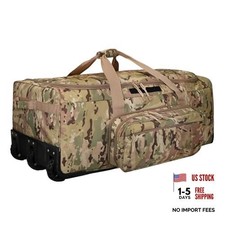 120L 3-Wheel Rolling Duffle Bag - Heavy Duty Military Deployment Bag, Camo