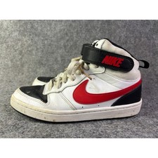 Nike Court Borough Mid 2 Kids Size 5Y White Black Red Sneakers CD7782-110