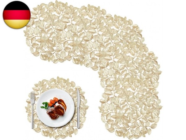 Platzsets Gold Abwaschbar Rund 6Er Set Tischsets Pvc Rund Abwaschbar-image