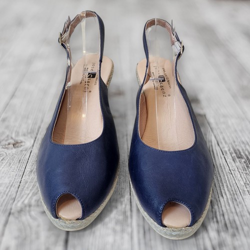 JOSEPH SEIBEL Women's Blue Leather Slingback Wedge Sandals, Size 41 EU 10.5 AU - Picture 3 of 11