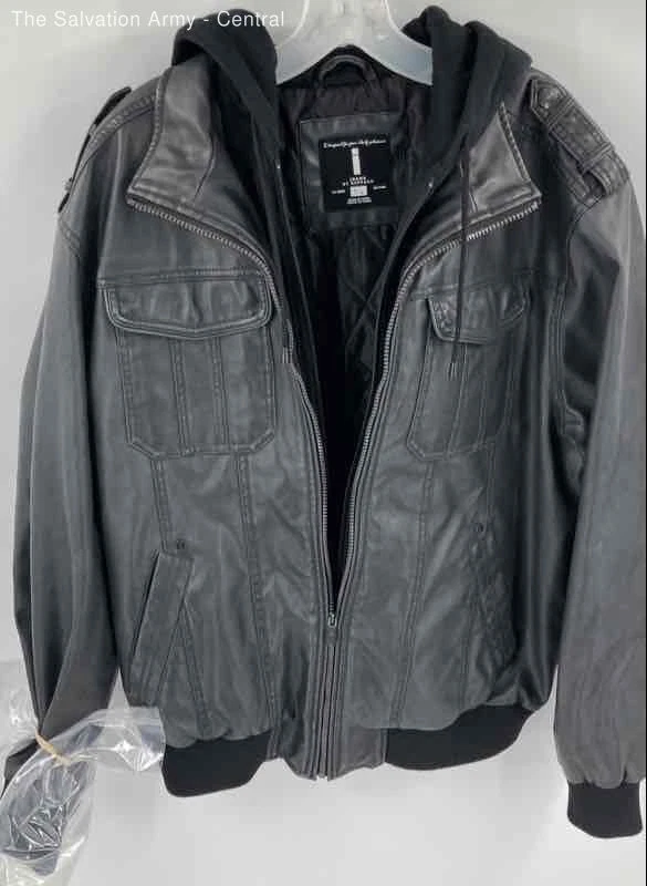 Jeans By Buffalo Mens Black Gray Long Sleeve Hooded Full Zip Jacket Size Large - Image 2 of 4