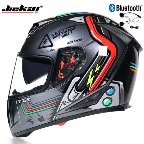 Bluetooth Full Face Motorcycle Helmet Double Lens Bike Bicycle Crash Helmet DOT - Foto 31 di 60